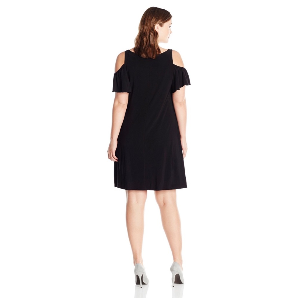 Cold Shoulder Midi Dress w Necklace - Picture 2 of 3